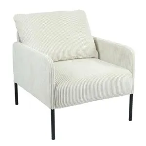 ALBERTO Πολυθρόνα Σαλονιού - Καθιστικού, Ύφασμα Κοτλέ Εκρού, Μέταλλο Μαύρο