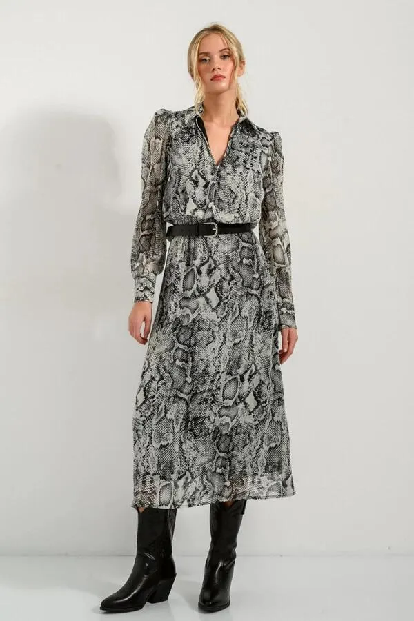 Midi φόρεμα με snake print