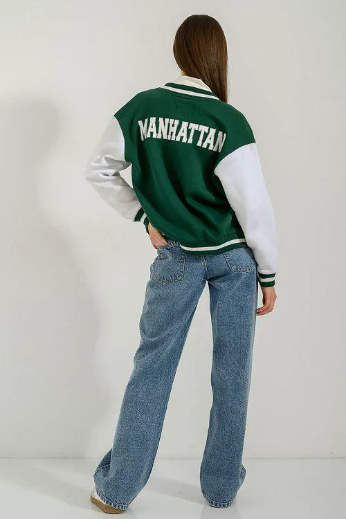 College φούτερ ζακέτα με διχρωμία και σχέδια