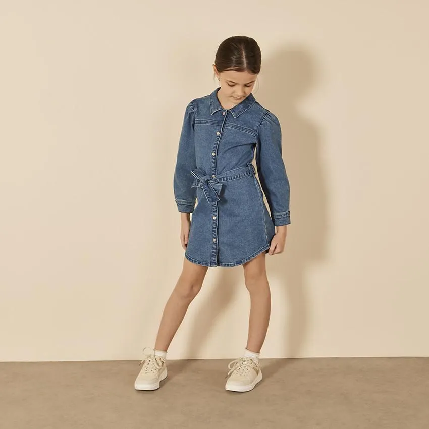 Robe effet jean avec ceinture amovible pour fille