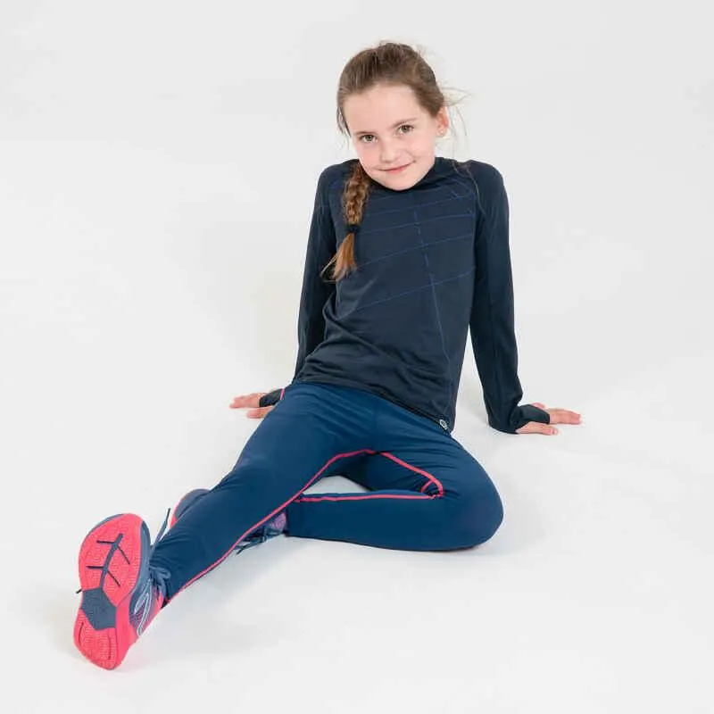 Παιδικό διαπνέον μακρυμάνικο T-Shirt Kiprun Skincare για τρέξιμο Navy