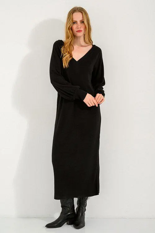 Midi φόρεμα με απαλή υφή και άνοιγμα