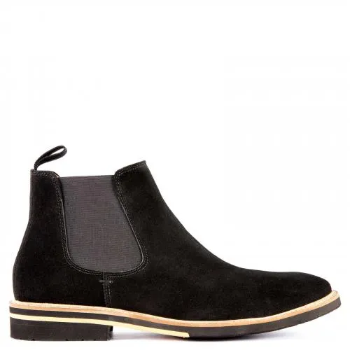 Μαύρο δερμάτινο καστόρι ανδρικό μποτάκι SS011-M14