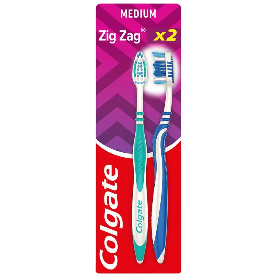 COLGATE | ZIG ZAG | Οδοντόβουρτσα Zig Zag Μέτρια 2 Τεμάχια ΤΙΜΗ ΣΟΚ