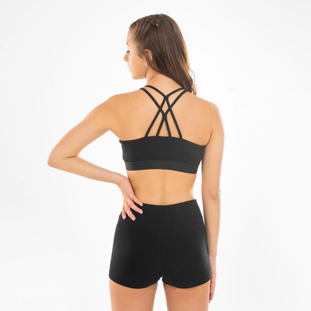 Αθλητικό μπουστάκι με λεπτές ράντες για κορίτσια, για σύγχρονο χορό/μοντέρνο τζαζ - Μαύρο