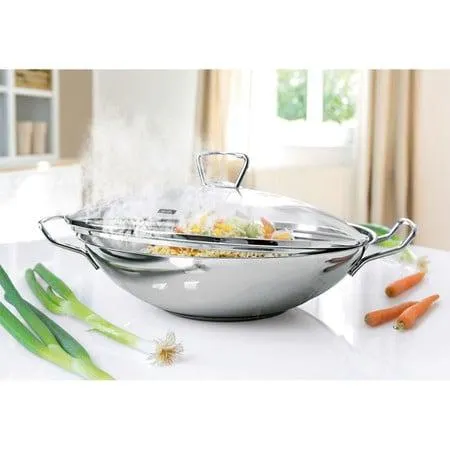 Fissler Wok Ανοξείδωτο με Γυάλινο Καπάκι 36cm Kunming