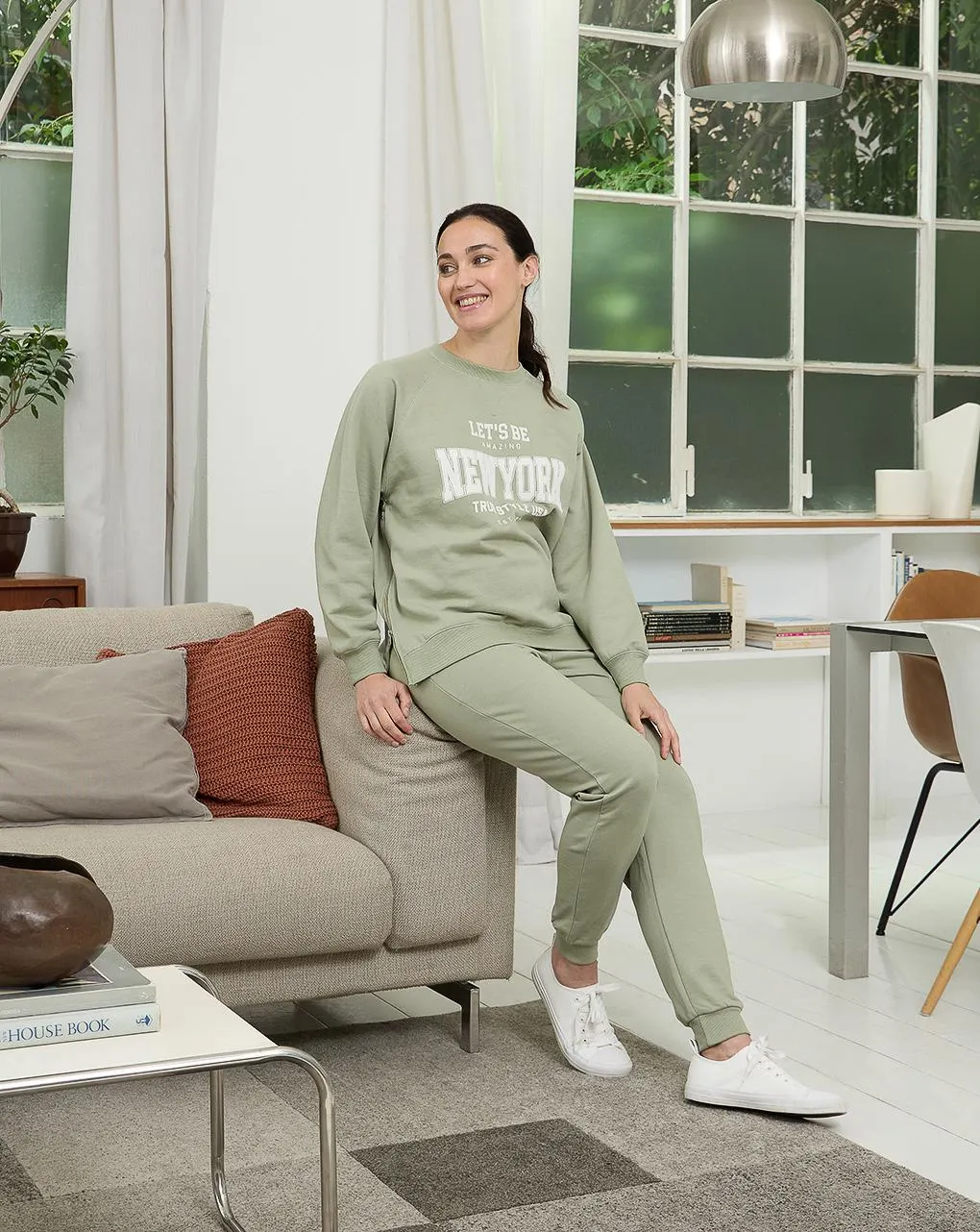 Γυναικεία μπλούζα φούτερ εγκυμοσύνης/θηλασμού πράσινο new york