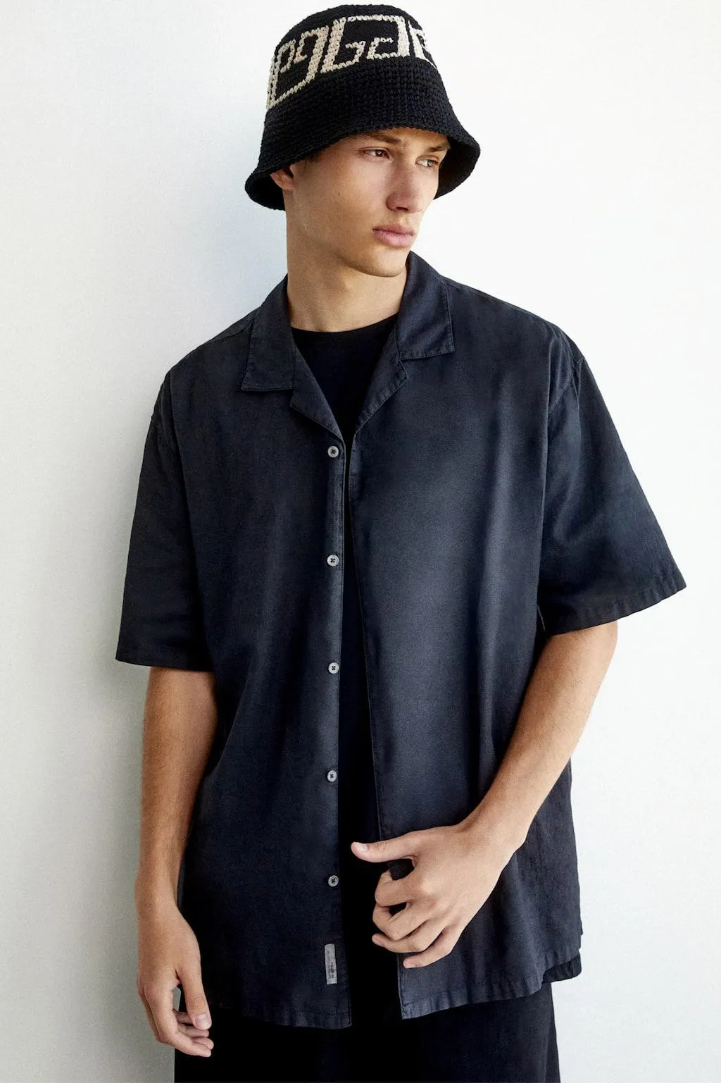 BASIC SHORT SLEEVE LINEN BLEND SHIRT