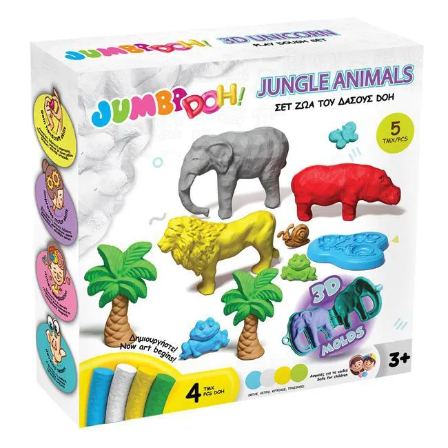 DOH Σετ Πλαστελίνη Φτιάχνω Ζώα της Ζούγκλας