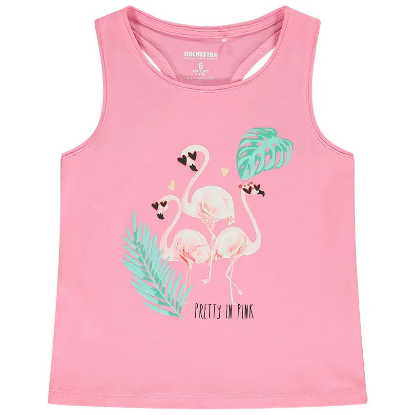 Μπλουζάκι αμάνικο Jersey με print φαντεζί για κορίτσι