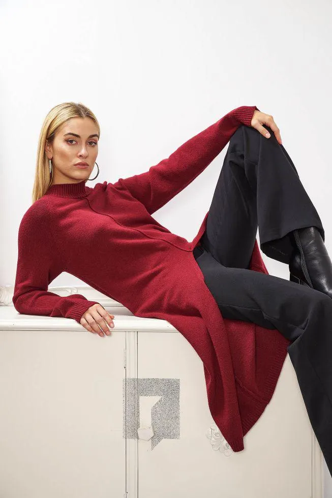 Πλεκτή μπλούζα με άνοιγμα μπροστά Bordeaux