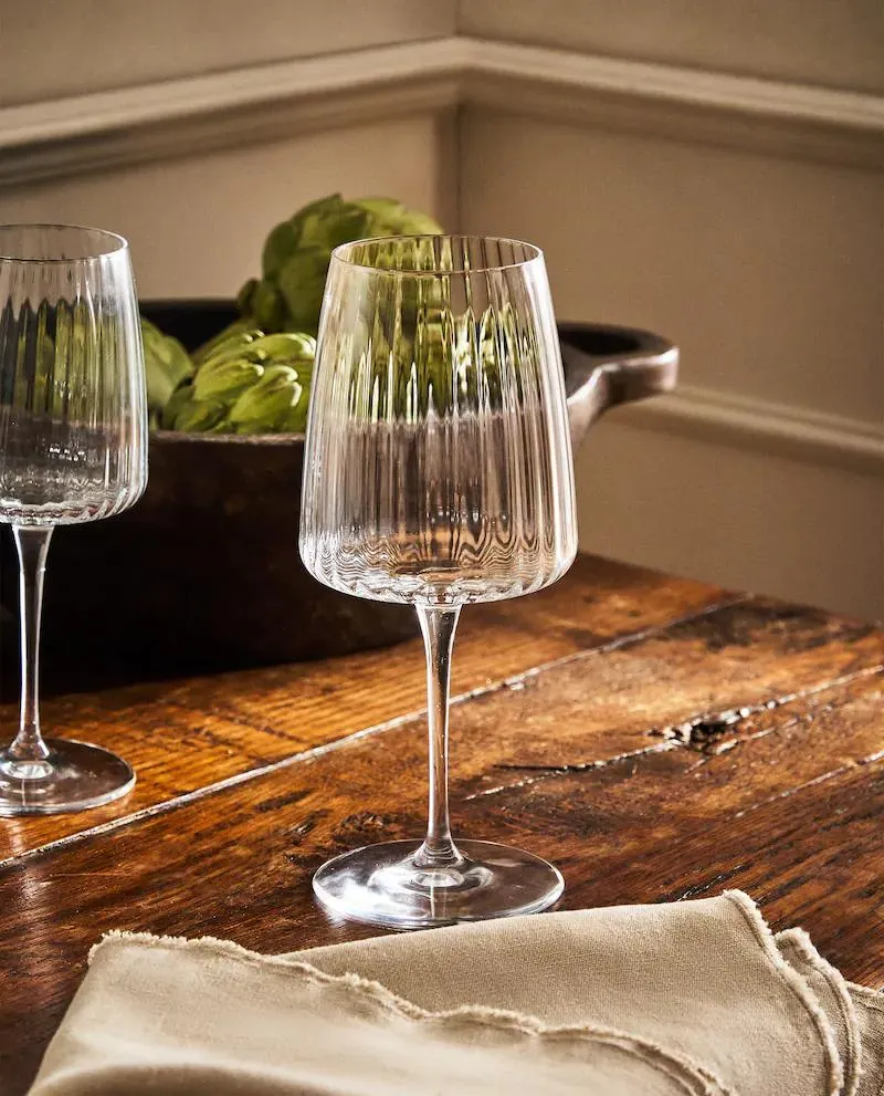 ΜΕΓΑΛΟ ΓΥΑΛΙΝΟ ΚΟΛΟΝΑΤΟ ΠΟΤΗΡΙ ΜΕ ΓΡΑΜΜΕΣ