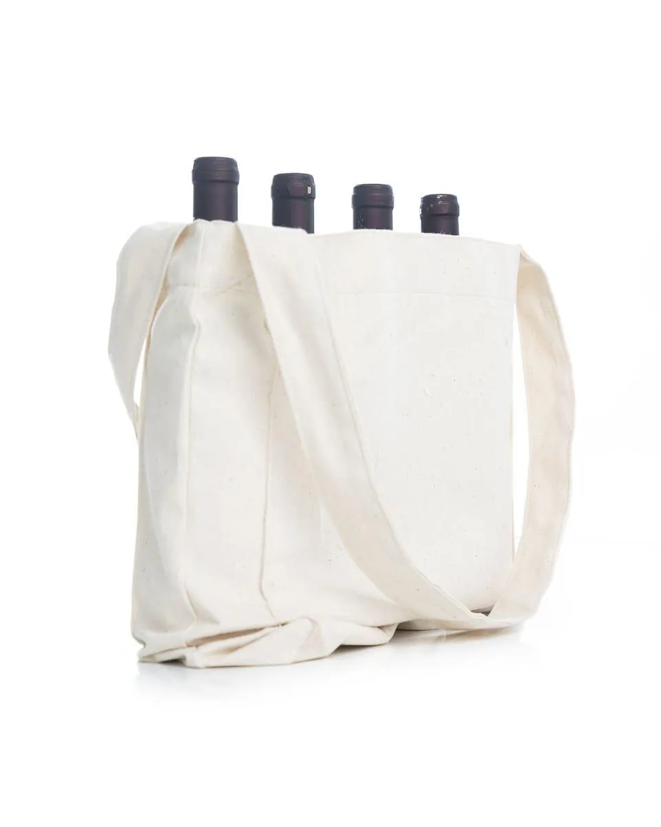 Εκρου Υφασματινη Τσαντα Καραβοπανο με 4 Θηκες για Μπουκαλια Dutch 28x26x10cm