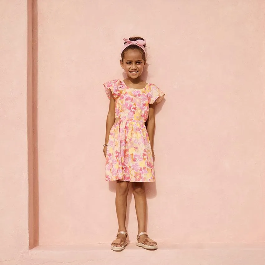 κοντομάνικο με σχέδιο Φόρεμα σε seersucker floral για κορίτσι