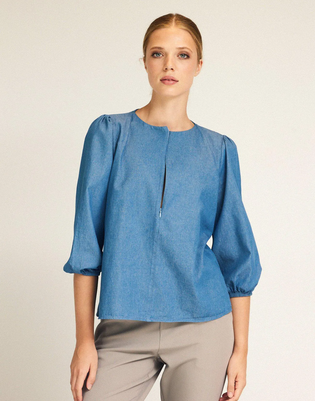 Μπλούζα ντένιμ με φερμουάρ