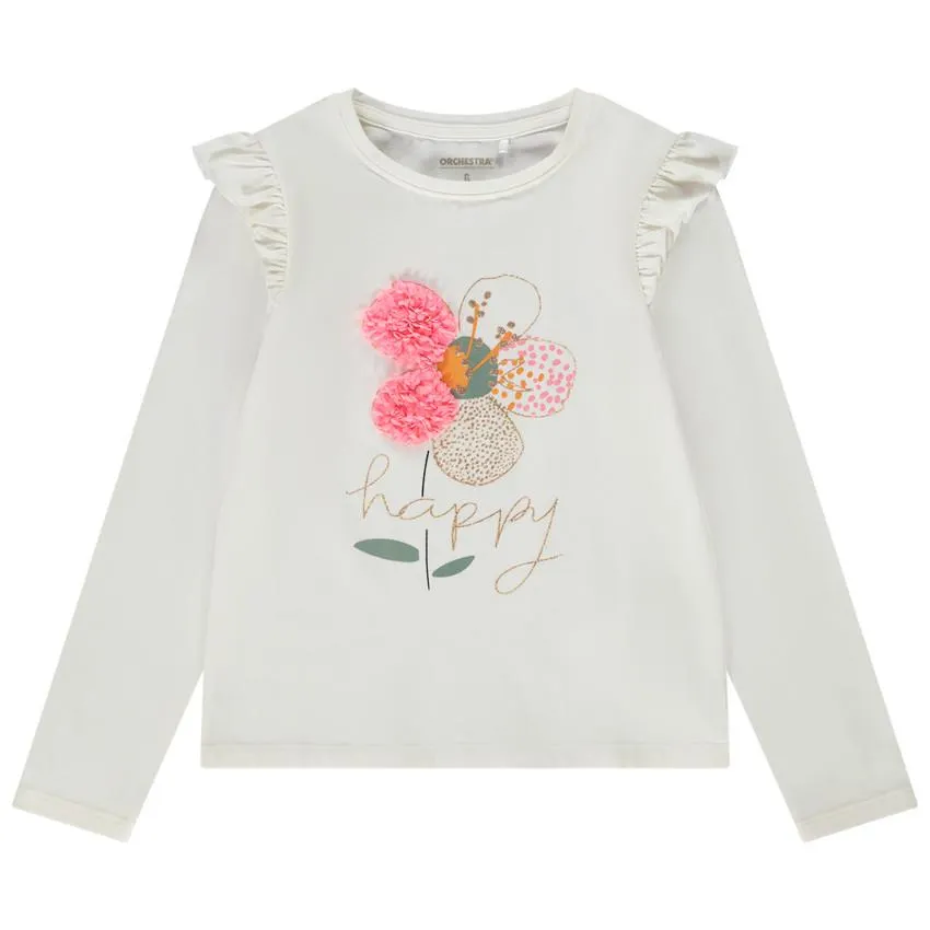 T-shirt μακρυμάνικο φαντεζί με print για κορίτσι