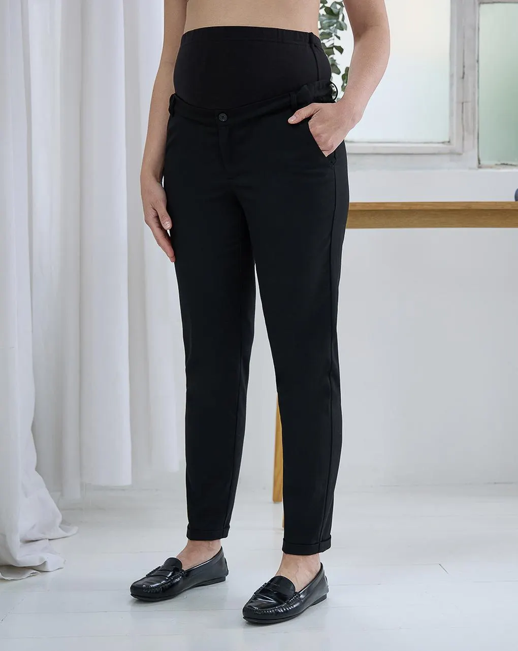 Γυναικείο παντελόνι εγκυμοσύνης stretch μαύρο
