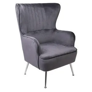 CROMA Πολυθρόνα - Μπερζέρα Σαλονιού - Καθιστικού, Ύφασμα Γκρι Velure