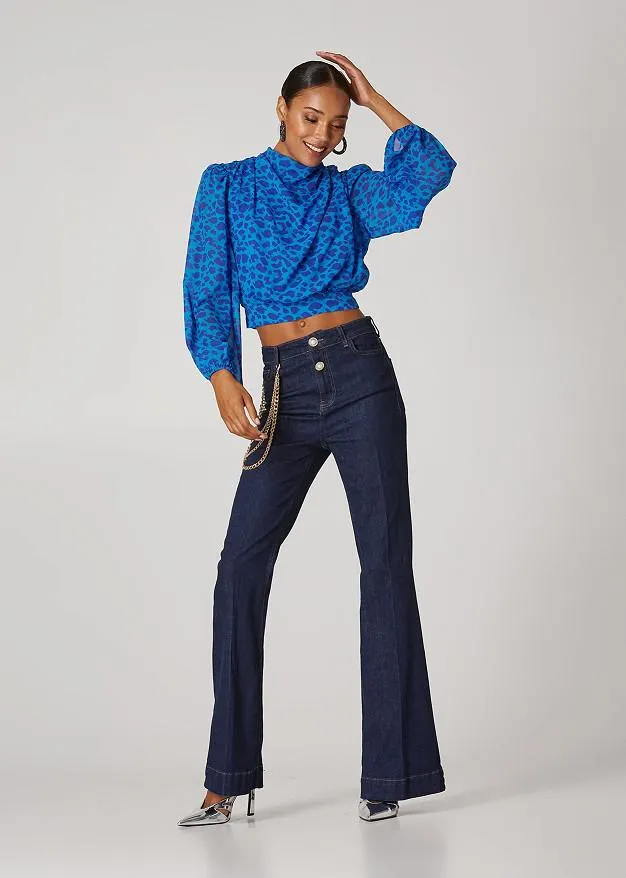 Crop animal print μπλούζα