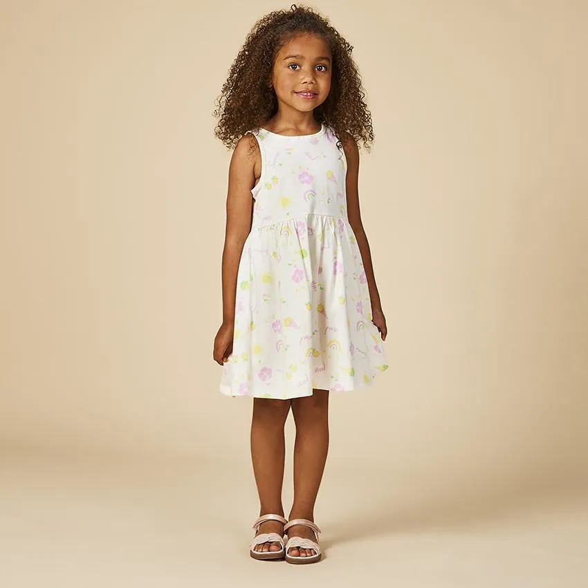 Φόρεμα αμάνικο με σχέδιο φαντεζί για κορίτσι