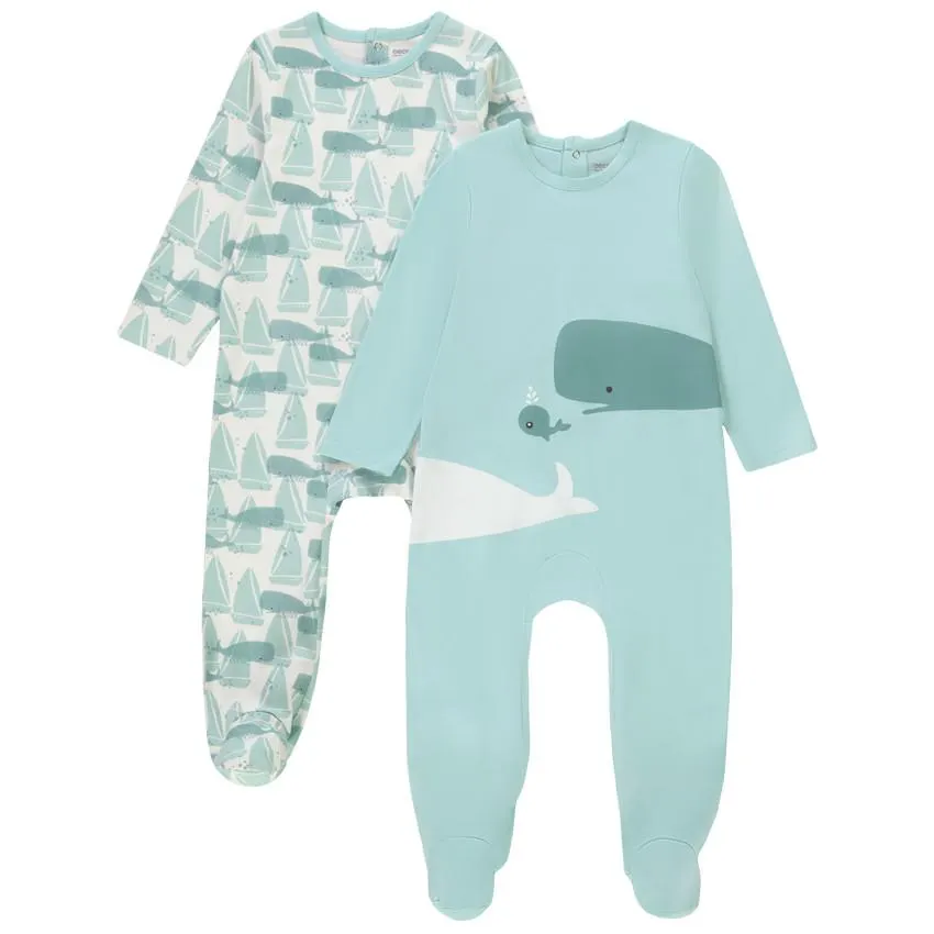 Σετ από 2 φορμάκια Jersey με σχέδιο φάλαινες για bebe αγόρι