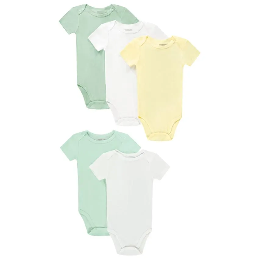 Σετ από 5 bodies κοντομάνικο μονόχρωμα για μωρά