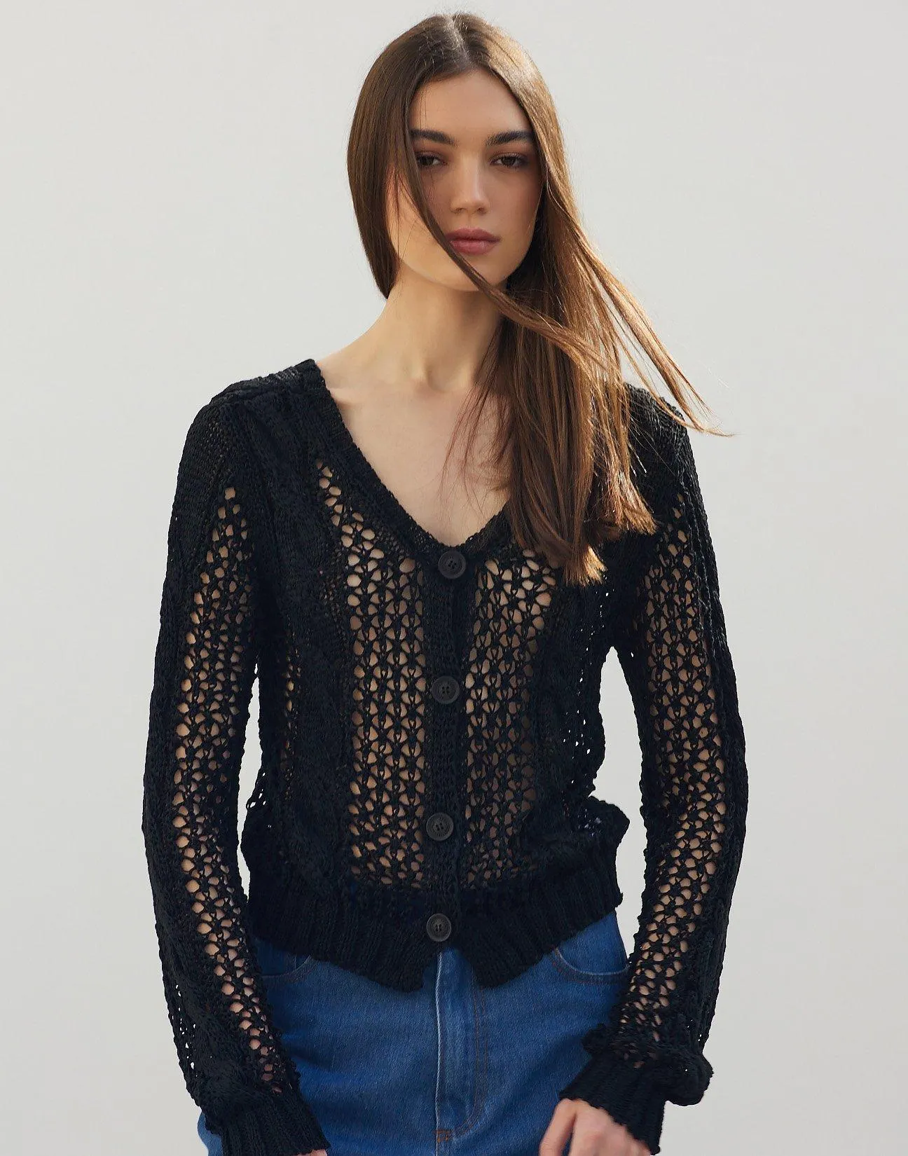 Ζακέτα με ανοικτή πλέξη