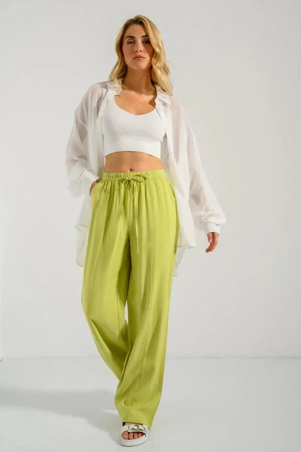 Straight leg παντελόνα με κορδόνι