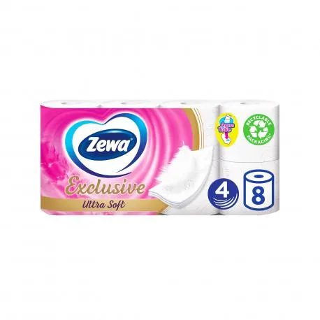 Zewa ρολό χαρτί Υγείας 8 τεμαχίων exclusive 4φυλλο (8x114g)