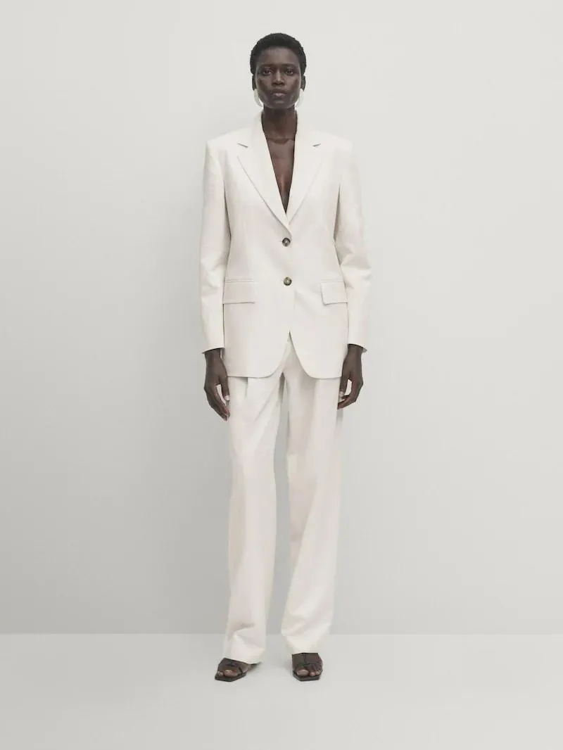 Pantalón pinzas con lino