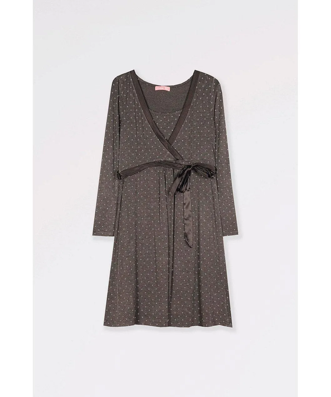 Εμπριμέ μακρυμάνικο νυχτικό θηλασμού