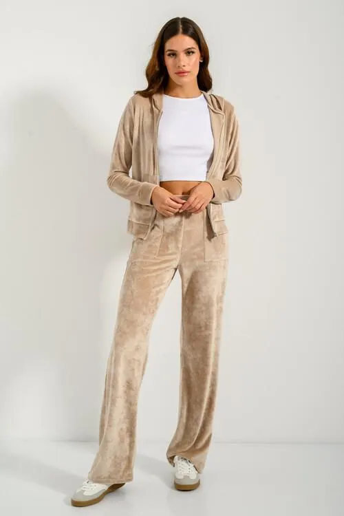 Flared παντελόνι φόρμας με βελουτέ υφή