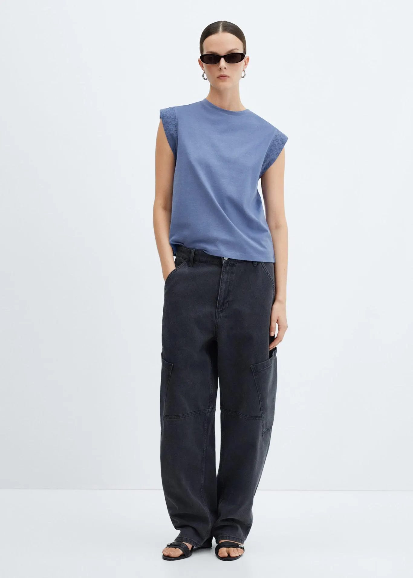 Embroidered sleeve T-shirt