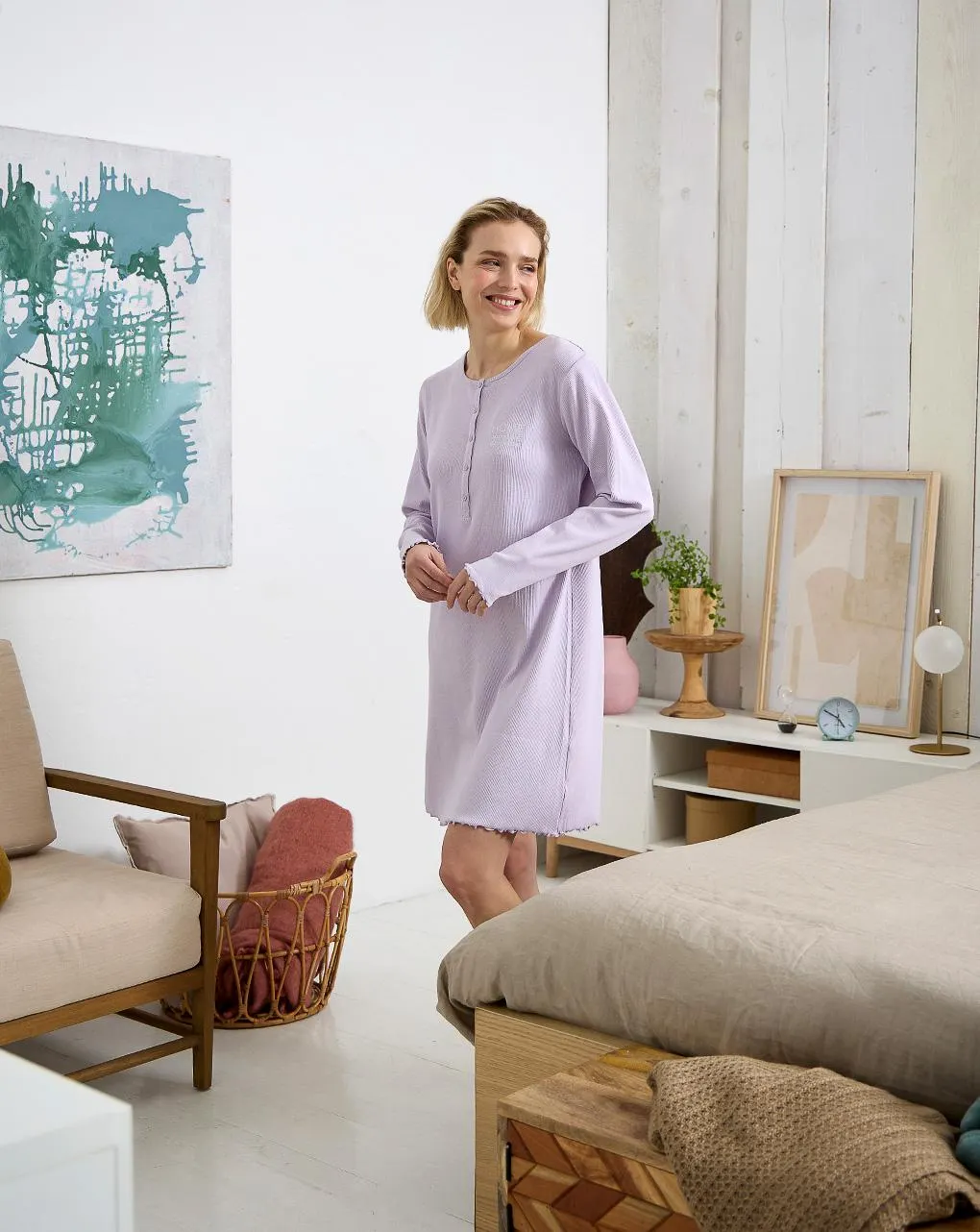 Γυναικείο νυχτικό εγκυμοσύνης/θηλασμού λιλά home
