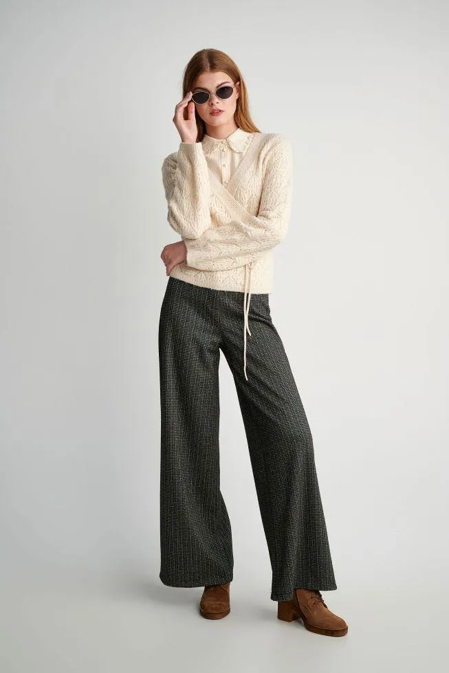 Ζακέτα πλεκτή κρουαζέ διάτρητη - Vanilla