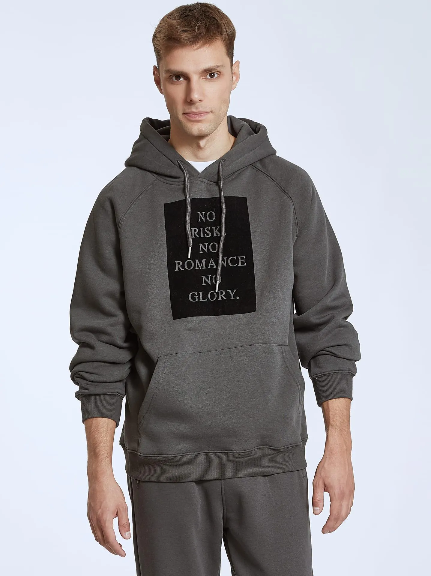 Ανδρικό φούτερ με βαμβάκι σε γκρι σκούρο