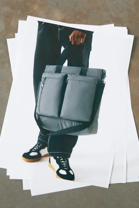 NYLON SHOPPER BAG WITH POCKETS