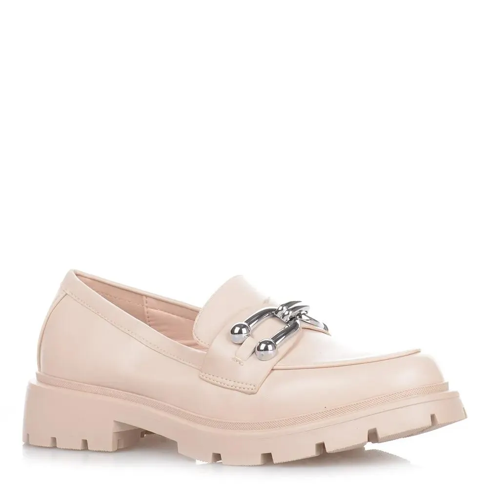 Γυναικεία μπεζ loafers Famous