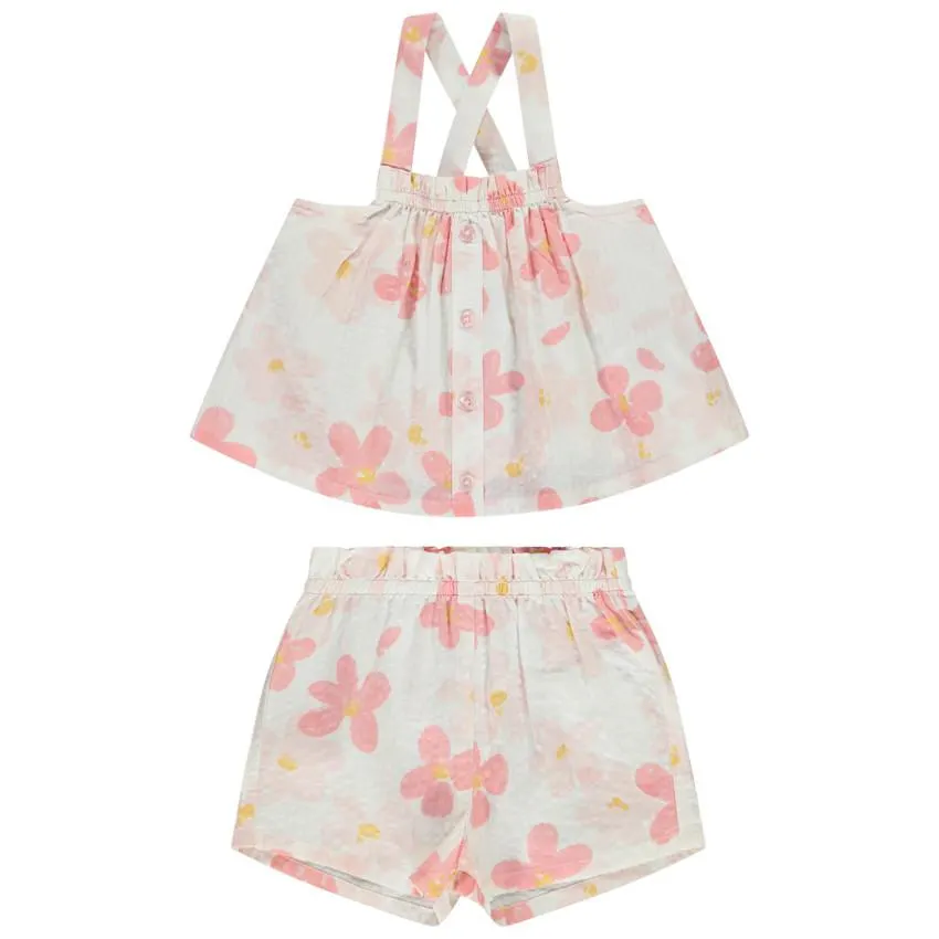 Σετ σε seersucker με σχέδιο λουλούδια για bebe κορίτσι