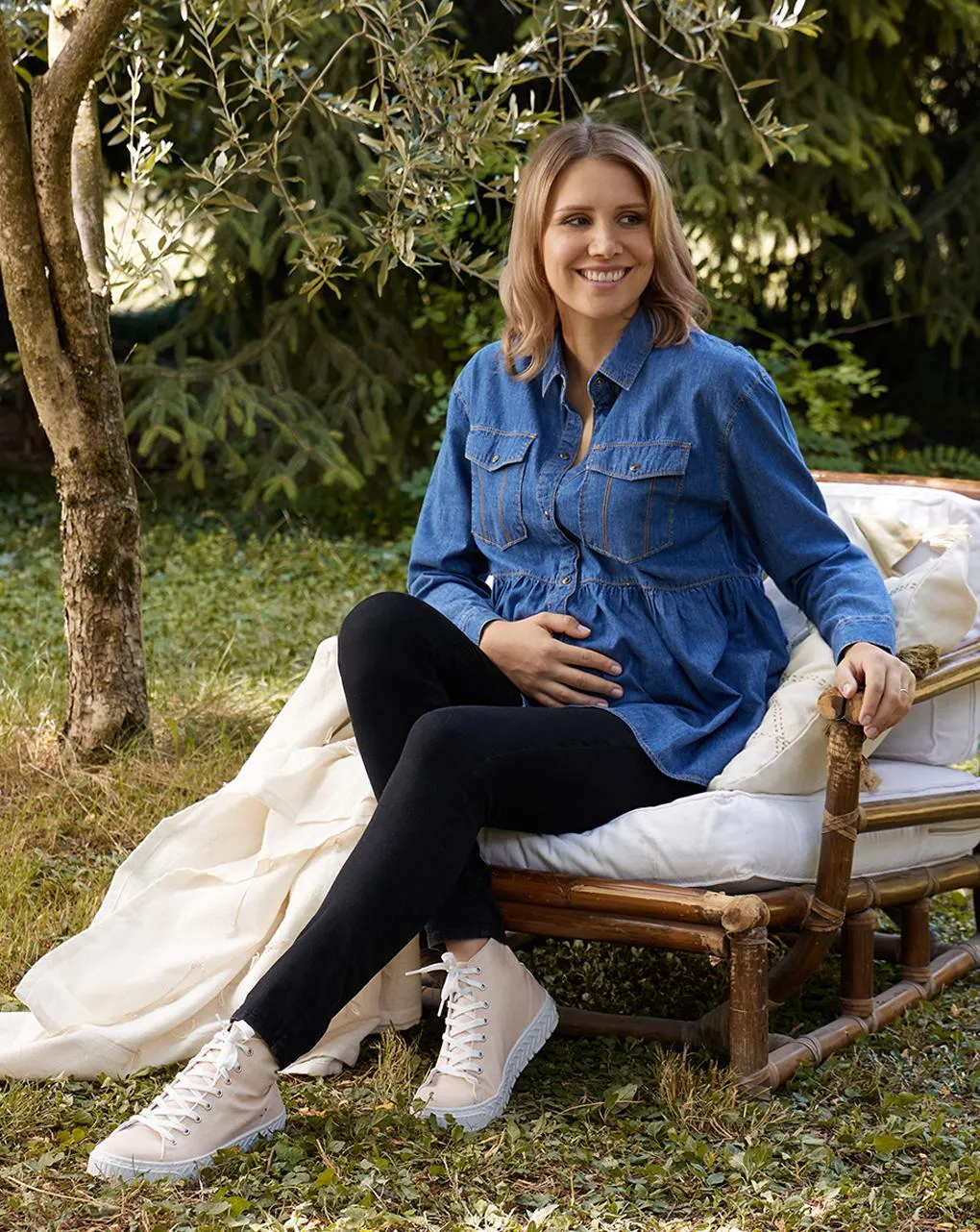 Γυναικείο παντελόνι εγκυμοσύνης μαύρο twill