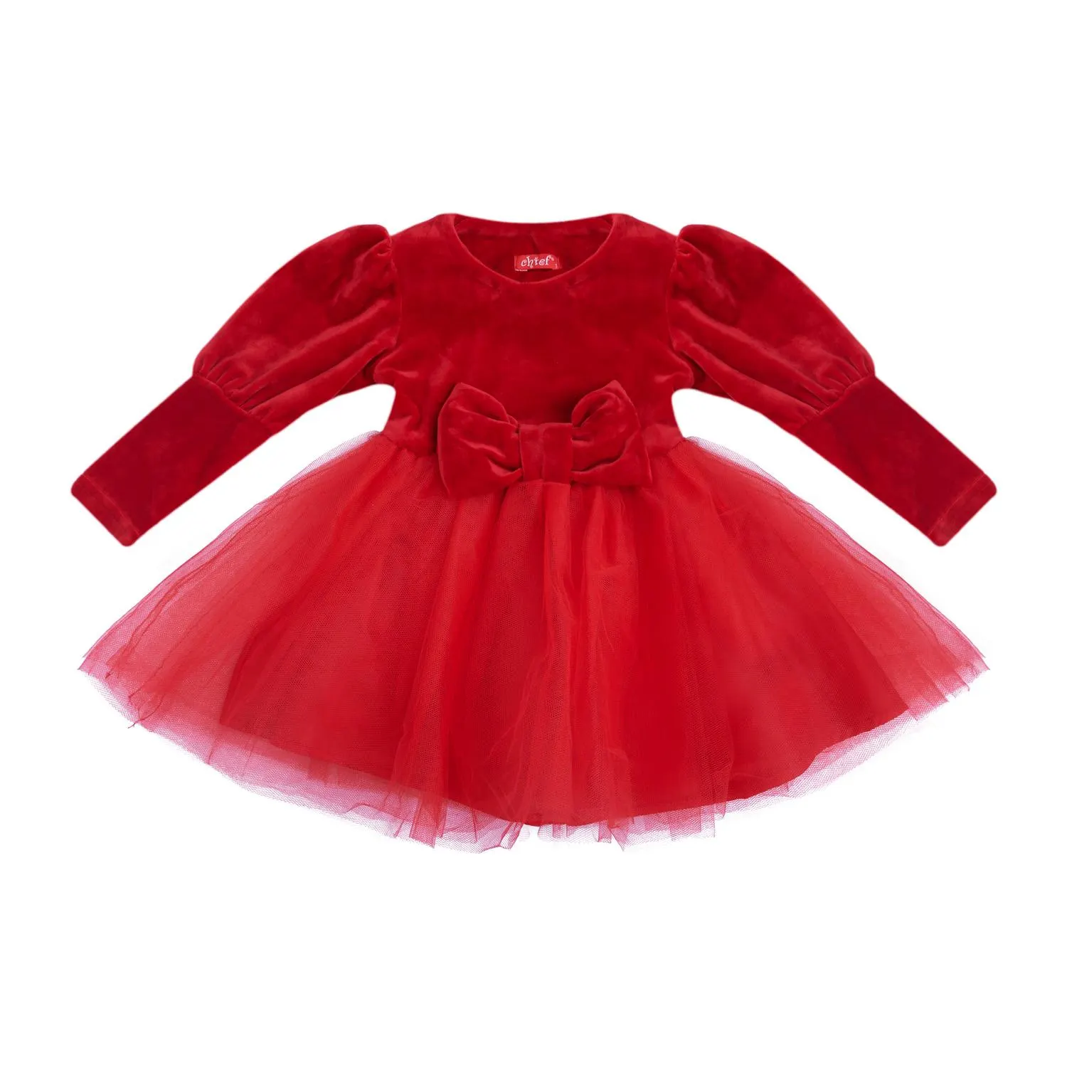 Μπεμπέ φόρεμα χειμερινό σε κόκκινο χρώμα βελουτέ -32.3501K