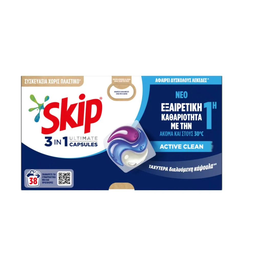 SKIP Trio Caps Active Clea απορρυπαντικό 38μεζ.
