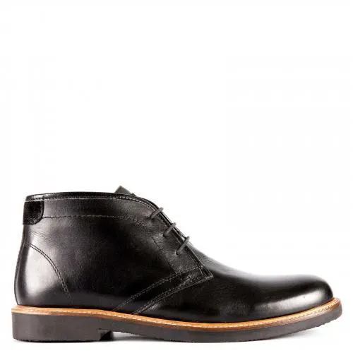 Μαύρο δερμάτινο ανδρικό μποτάκι E092-M14