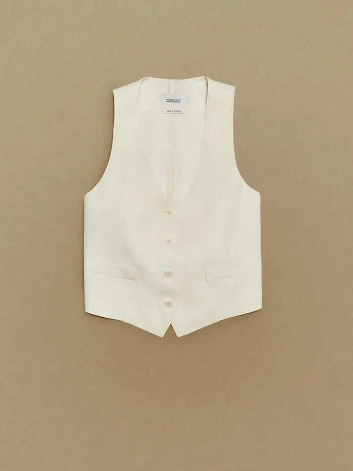 100% linen cropped waxed waistcoat