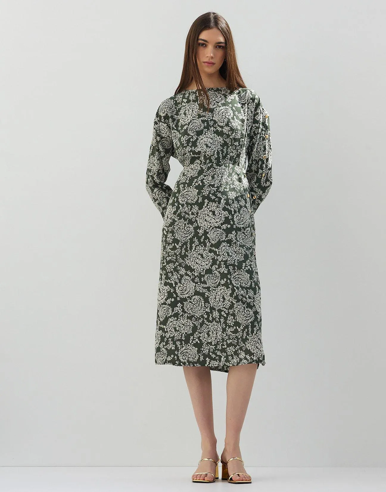 Εμπριμέ μίντι φόρεμα