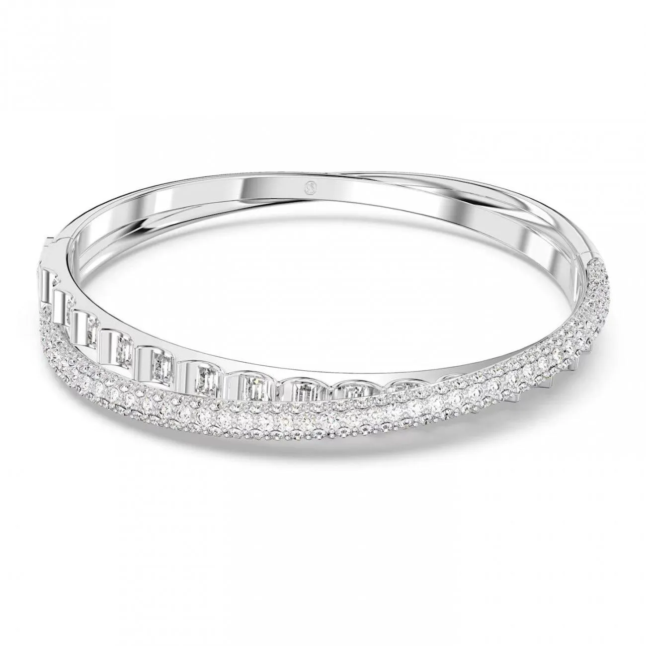 Άκαμπτο βραχιόλι Rota Μείξη κοπών, Λευκό, Επιμετάλλωση ροδίου