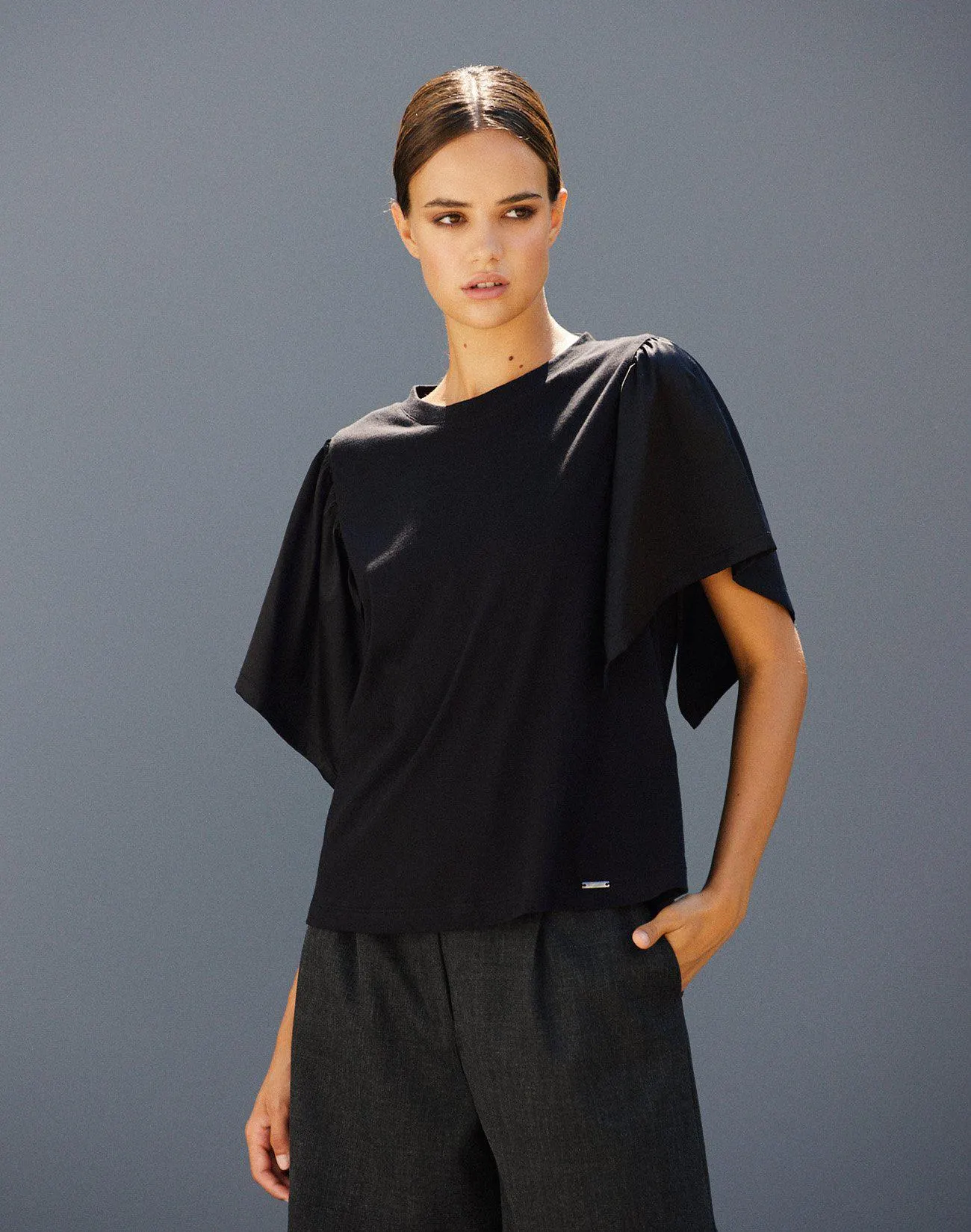 Μπλούζα με μανίκια βολάν