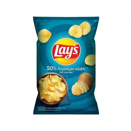 Lay's τσιπς πατατάκια 50% λιγότερο αλάτι (140g)