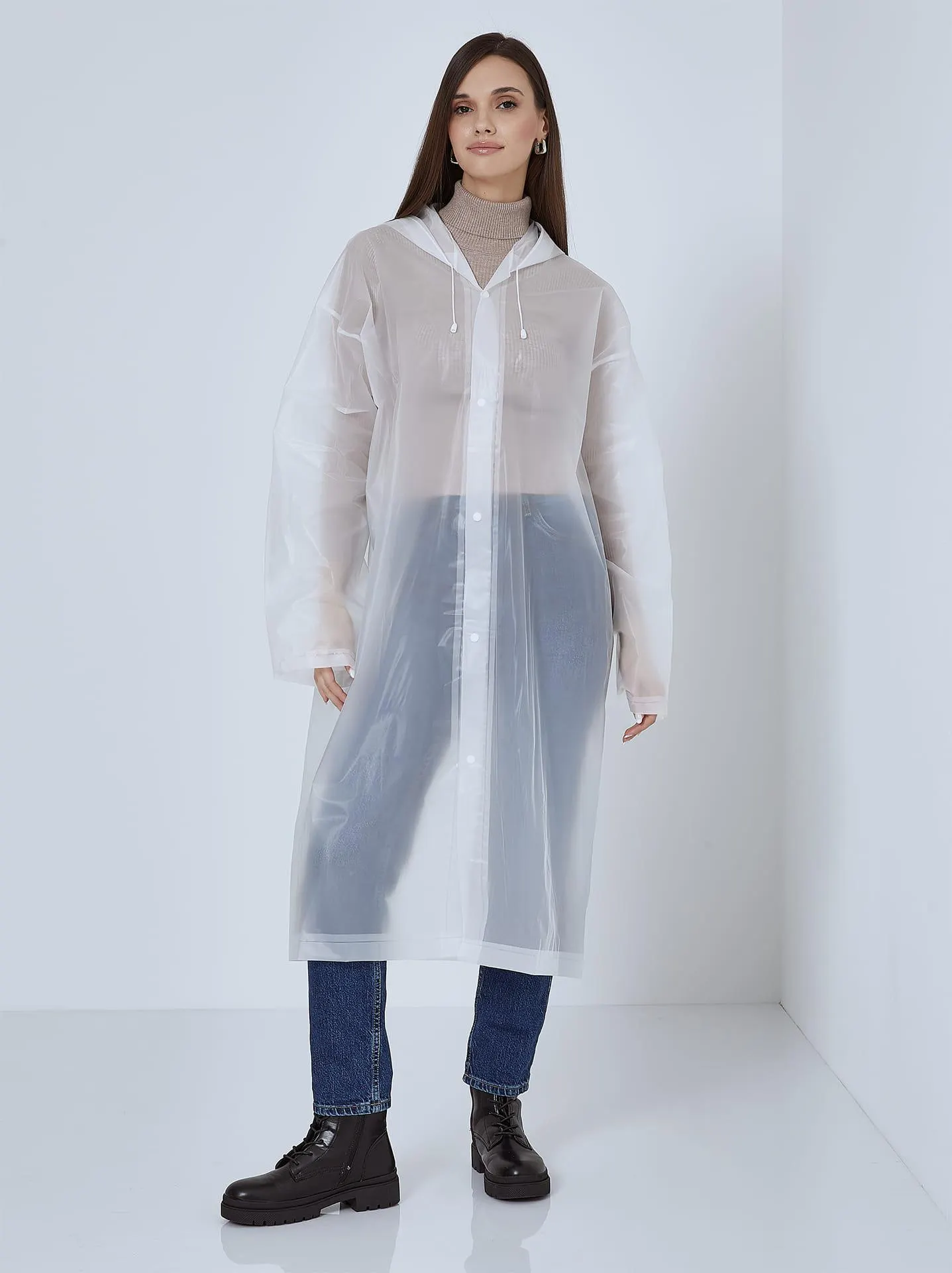 Αδιάβροχο με κουκούλα unisex σε λευκό