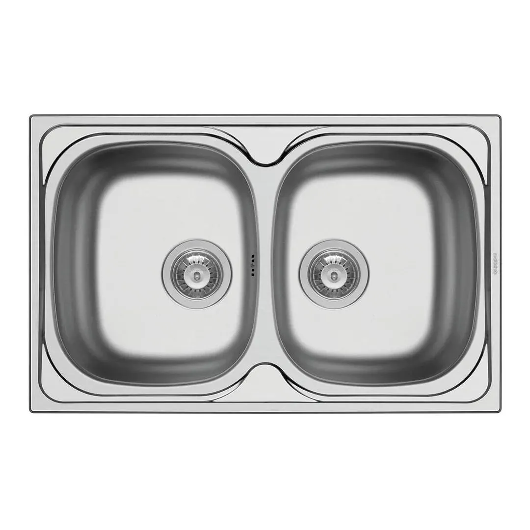 Νεροχύτης PYRAMIS ένθετος με 2 γούρνες από ανοξείδωτο ατσάλι